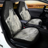 Monochrome Howling Wolf Print Universal Fit Car Seat Covers 102422