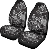 Monochrome Lotus Print Universal Fit Car Seat Covers 102422