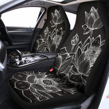 Monochrome Lotus Print Universal Fit Car Seat Covers 102422
