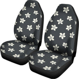 Monochrome Plumeria Pattern Print Universal Fit Car Seat Covers 102422