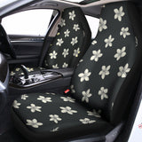Monochrome Plumeria Pattern Print Universal Fit Car Seat Covers 102422