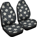 Monochrome Plumeria Pattern Print Universal Fit Car Seat Covers 102422