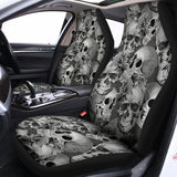 Monochrome Skull Flowers Pattern Print Universal Fit Car Seat Covers 102422