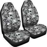 Monochrome Skull Flowers Pattern Print Universal Fit Car Seat Covers 102422
