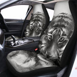 Monochrome Watercolor White Tiger Print Universal Fit Car Seat Covers 102422