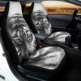 Monochrome Watercolor White Tiger Print Universal Fit Car Seat Covers 102422