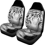 Monochrome White Bengal Tiger Print Universal Fit Car Seat Covers 102422