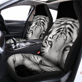 Monochrome White Bengal Tiger Print Universal Fit Car Seat Covers 102422