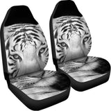 Monochrome White Bengal Tiger Print Universal Fit Car Seat Covers 102422