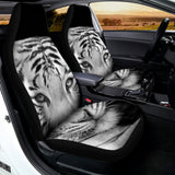 Monochrome White Bengal Tiger Print Universal Fit Car Seat Covers 102422