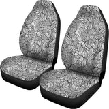 Monochrome Zentangle Pattern Print Universal Fit Car Seat Covers 102422