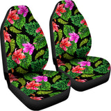 Monstera Hibiscus Hawaii Pattern Print Universal Fit Car Seat Covers 102422