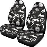 Motorcycle Equipment Pattern Print Universal Fit Car Seat Covers 102422