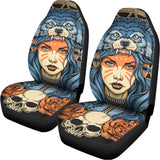 Native American Wolf Girl Print Universal Fit Car Seat Covers 102422