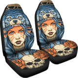 Native American Wolf Girl Print Universal Fit Car Seat Covers 102422