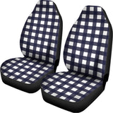 Navy And White Check Pattern Print Universal Fit Car Seat Covers 102422