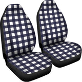 Navy And White Check Pattern Print Universal Fit Car Seat Covers 102422