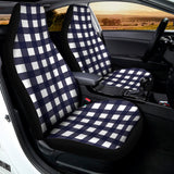 Navy And White Check Pattern Print Universal Fit Car Seat Covers 102422