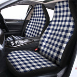 Navy And White Gingham Pattern Print Universal Fit Car Seat Covers 102422