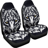 Navy And White Wolf Print Universal Fit Car Seat Covers 102422