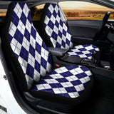 Navy Blue And White Argyle Pattern Print Universal Fit Car Seat Covers 102422