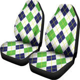 Navy Green And White Argyle Print Universal Fit Car Seat Covers 102422