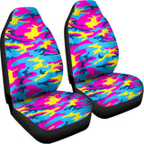 Neon Camouflage Print Universal Fit Car Seat Covers 102422
