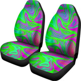 Neon Green Pink Psychedelic Trippy Print Universal Fit Car Seat Covers 102422