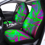 Neon Green Pink Psychedelic Trippy Print Universal Fit Car Seat Covers 102422