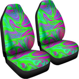 Neon Green Pink Psychedelic Trippy Print Universal Fit Car Seat Covers 102422