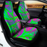 Neon Green Pink Psychedelic Trippy Print Universal Fit Car Seat Covers 102422