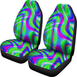 Neon Green Psychedelic Trippy Print Universal Fit Car Seat Covers 102422