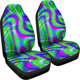 Neon Green Psychedelic Trippy Print Universal Fit Car Seat Covers 102422