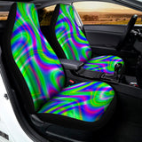 Neon Green Psychedelic Trippy Print Universal Fit Car Seat Covers 102422
