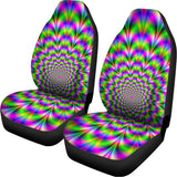 Neon Psychedelic Optical Illusion Universal Fit Car Seat Covers 102422