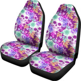 Neon Skull Floral Pattern Print Universal Fit Car Seat Covers 102422