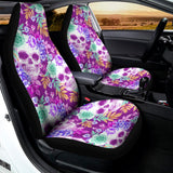 Neon Skull Floral Pattern Print Universal Fit Car Seat Covers 102422
