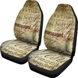 Old Religious Words Print Universal Fit Car Seat Covers 102422