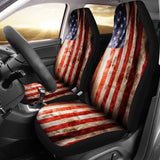 Old Wrinkled American Flag Patriotic Universal Fit Car Seat Covers 102422