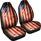 Old Wrinkled American Flag Patriotic Universal Fit Car Seat Covers 102422