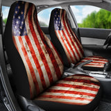 Old Wrinkled American Flag Patriotic Universal Fit Car Seat Covers 102422