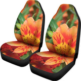 Orange Alstroemeria Print Universal Fit Car Seat Covers 102422