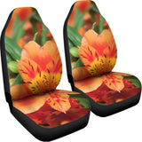 Orange Alstroemeria Print Universal Fit Car Seat Covers 102422