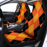 Orange And Black Argyle Pattern Print Universal Fit Car Seat Covers 102422