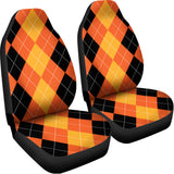 Orange And Black Argyle Pattern Print Universal Fit Car Seat Covers 102422