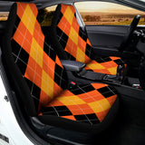 Orange And Black Argyle Pattern Print Universal Fit Car Seat Covers 102422