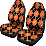 Orange And Black Argyle Print Universal Fit Car Seat Covers 102422