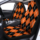 Orange And Black Argyle Print Universal Fit Car Seat Covers 102422