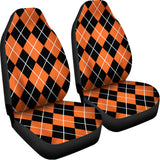 Orange And Black Argyle Print Universal Fit Car Seat Covers 102422