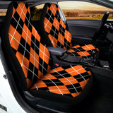 Orange And Black Argyle Print Universal Fit Car Seat Covers 102422